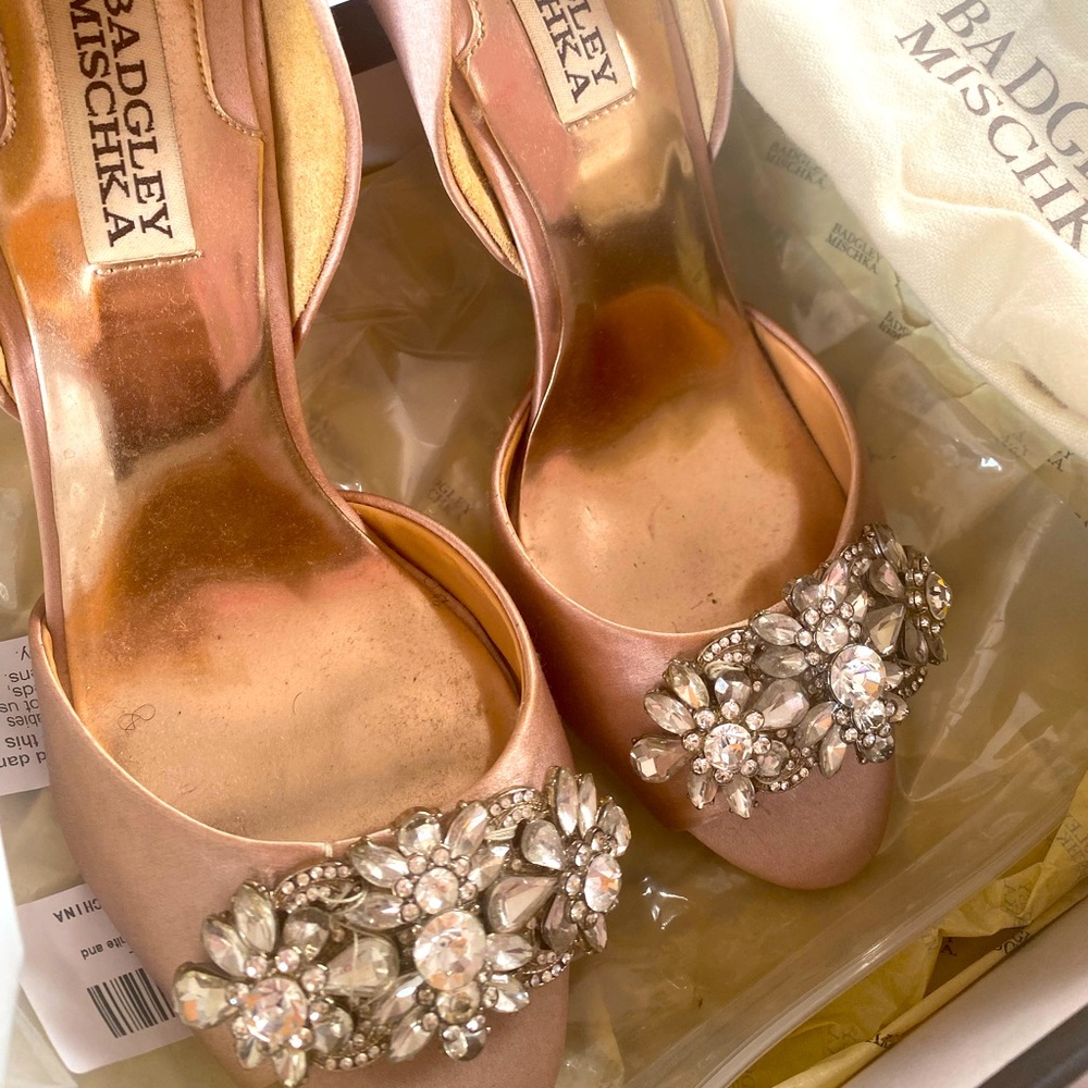 Badgley Mischka Bridal Satin Peep - toe Floor Sample Shoes